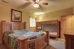 Eagle Trail Lodge bedroom with queen bed. 